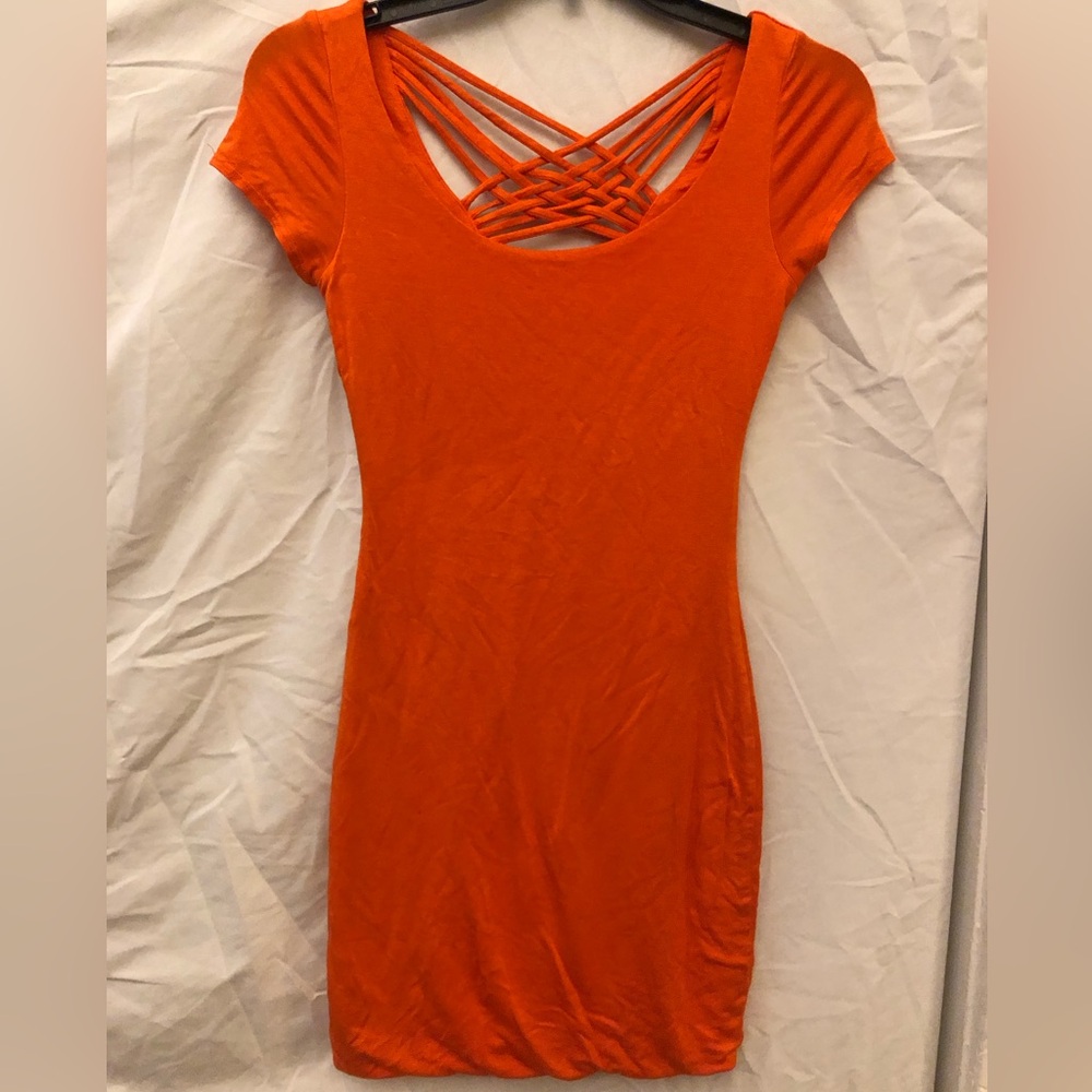 Small Soprano Y2K Orange Backless Dress